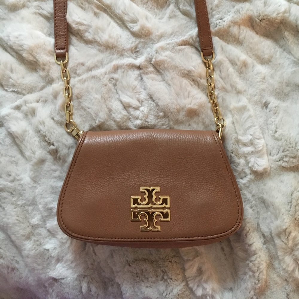 Tory Burch Britten Mini Crossbody Purse Bag Brown